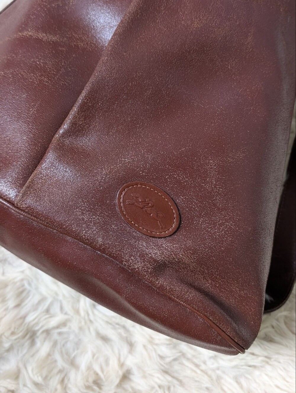 Rare Vintage Longhcamp Leather Triangle Rouseau Bag - Picture 3 of 10